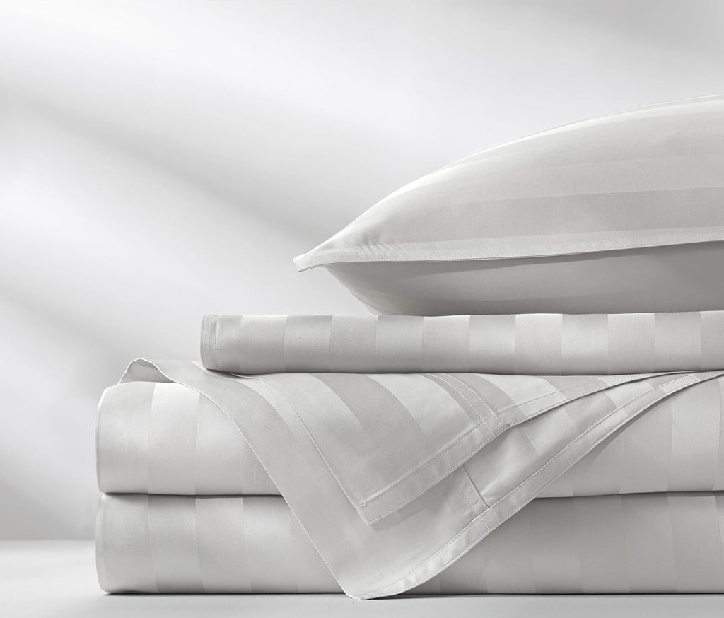 Pure Bamboo Full Sheets - Luxuriously Soft & Cooling 100% Organic Viscose Bed Sheet Set | Jacquard White, 2-Year Quality Promise