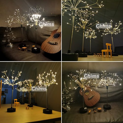 Chims 4 Pack Firework Centerpiece Lights,120 LED Fairy Light Banquet Table Centerpiece Lighting Decoration Star Pyrotechnics, Spirit Tree with Remote, for Christmas Party Indoor Decor Gift