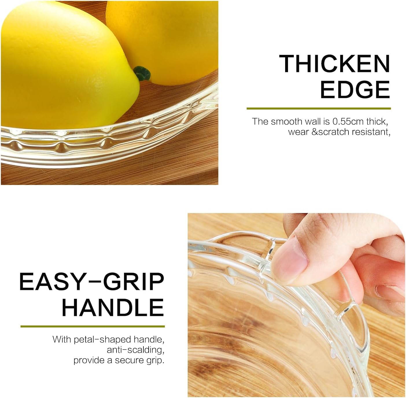 MCIRCO Glass Pie Plates Set - Deep Baking Dishes with Handles | 4 Packs (7"/8"/9"/10") Clear