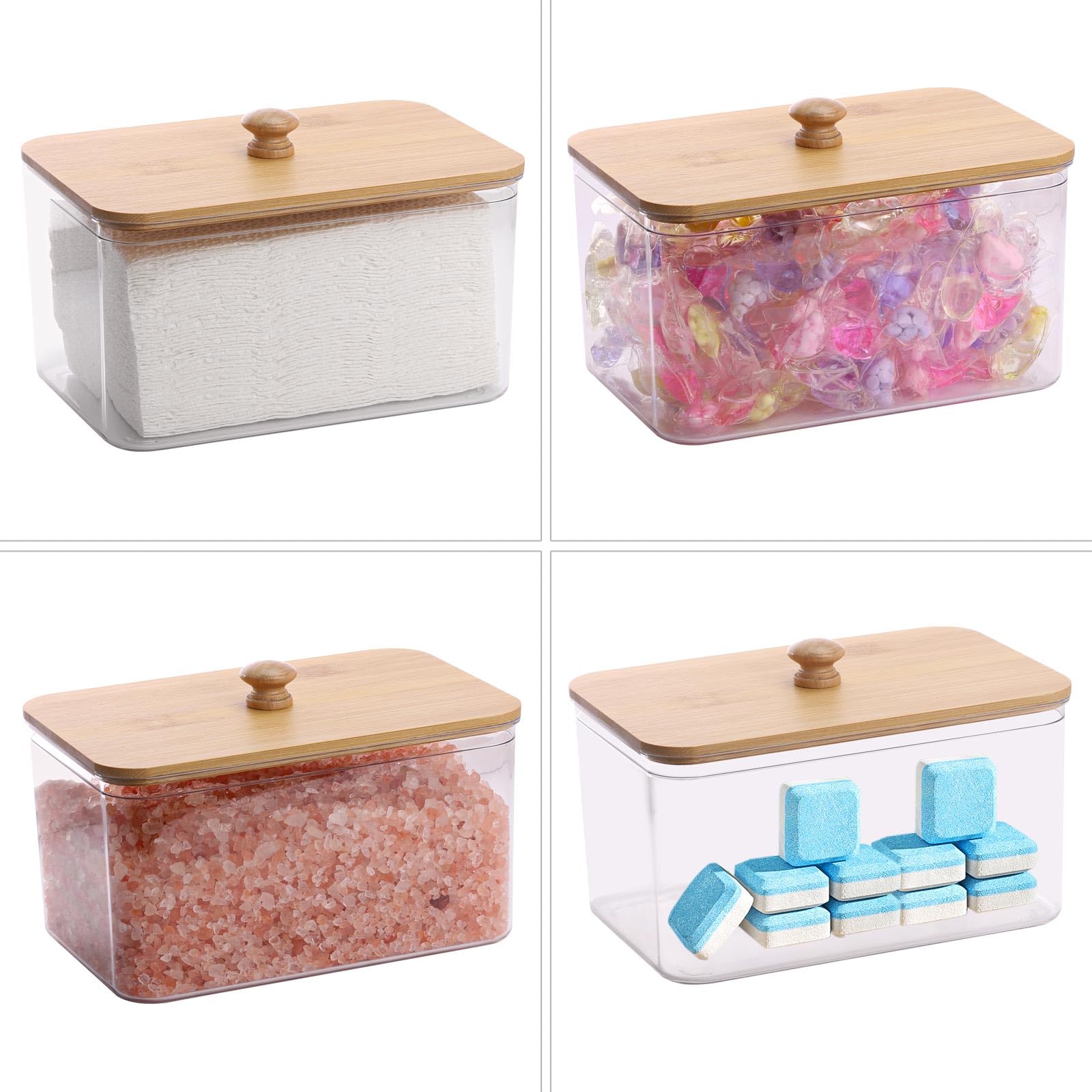 Tbestmax Acrylic Dryer Sheet Holder Container for Laundry Room Dryer Sheet Dispenser with Bamboo Lid