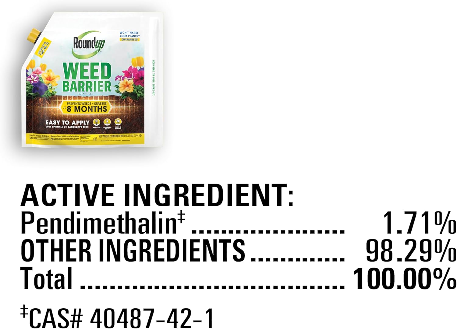 Roundup Weed Barrier Granules - Effective Weed Prevention Solution | 5.37 lbs