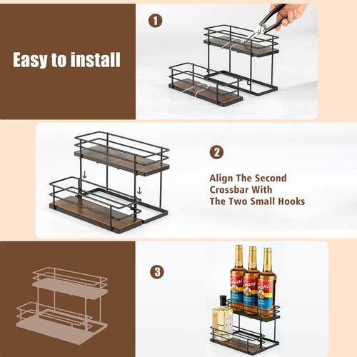 EFYSE Coffee Syrup Organizer rack, 2 Tier Syrup Holder(6 Bottle Capacity) for coffee bar syrup storage,kitchen condiment organization and wine display.