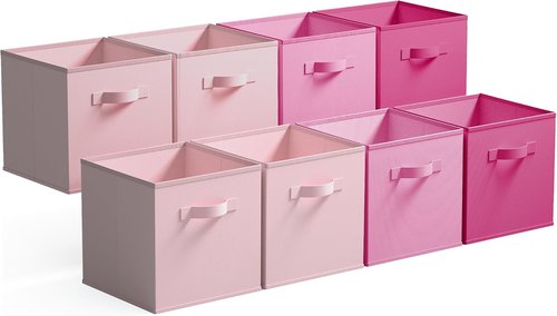 Granny Says 11-Inch Cube Storage Bins - Fabric Collapsible Organizers with Handles | Pink Gradient, 8-Pack