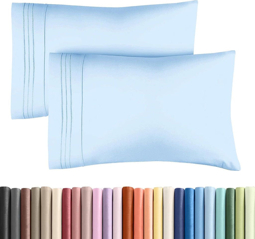 Queen Pillow Cases by [Brand Name] - Ultra Soft Hotel Quality - Wrinkle Free & Fade Resistant - Light Blue, Set of 2