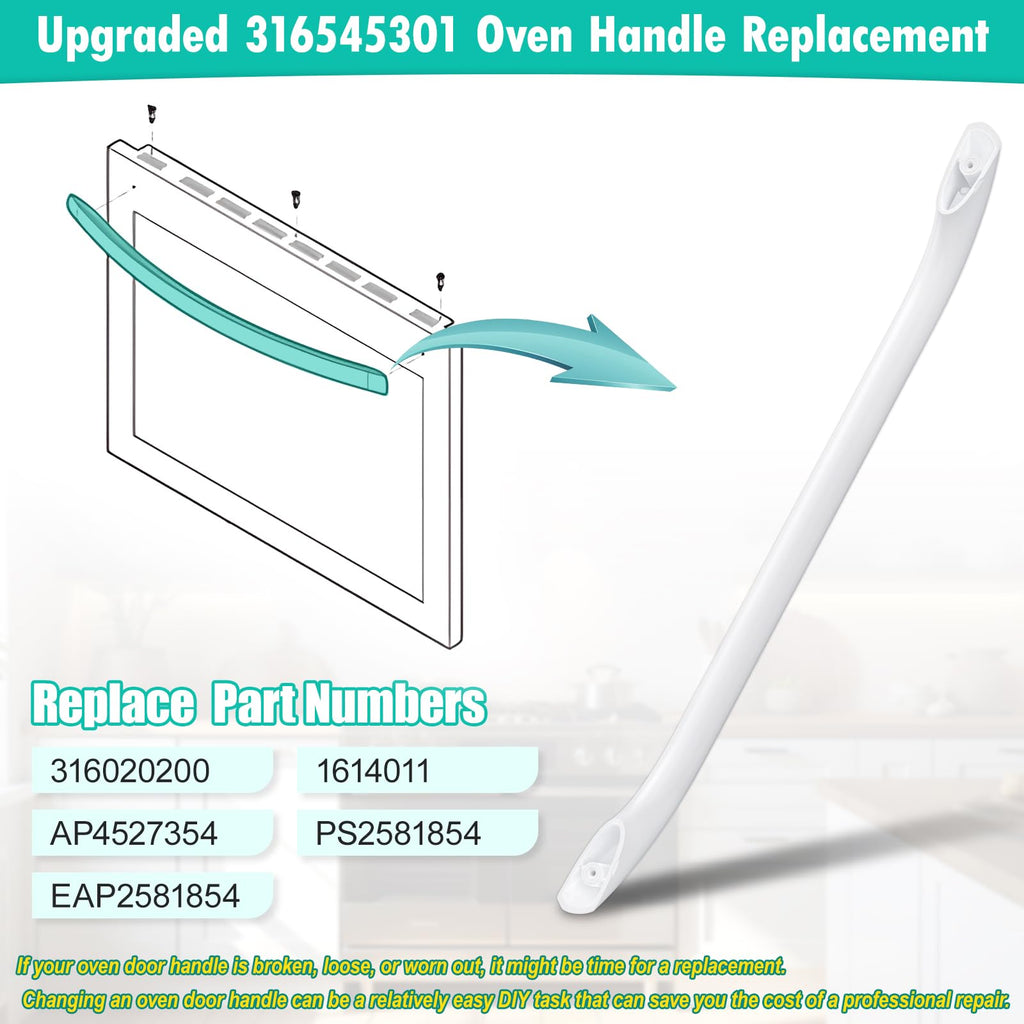 Upgraded 316545301 Oven Door Handle Replacement Compatible with Frigidaire Kenmore Crosley Stove Oven Handle Replacement 316020200 1614011 AP4527354 Range Oven Handle for Gas/Electric Range Stove