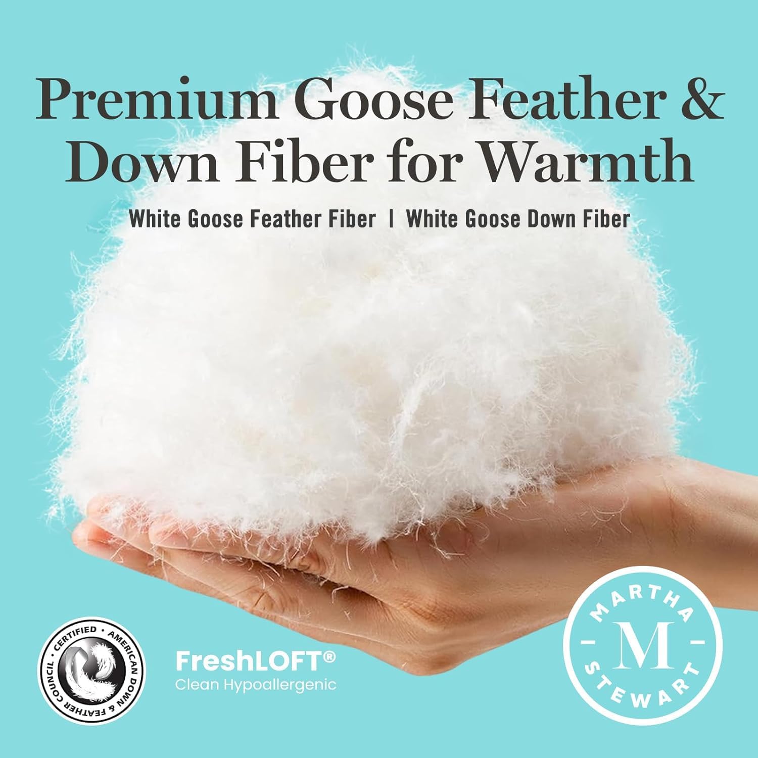 Martha Stewart Queen Size Goose Feather Down Comforter - Hypoallergenic Hotel Collection, 90 x 90 Inch White