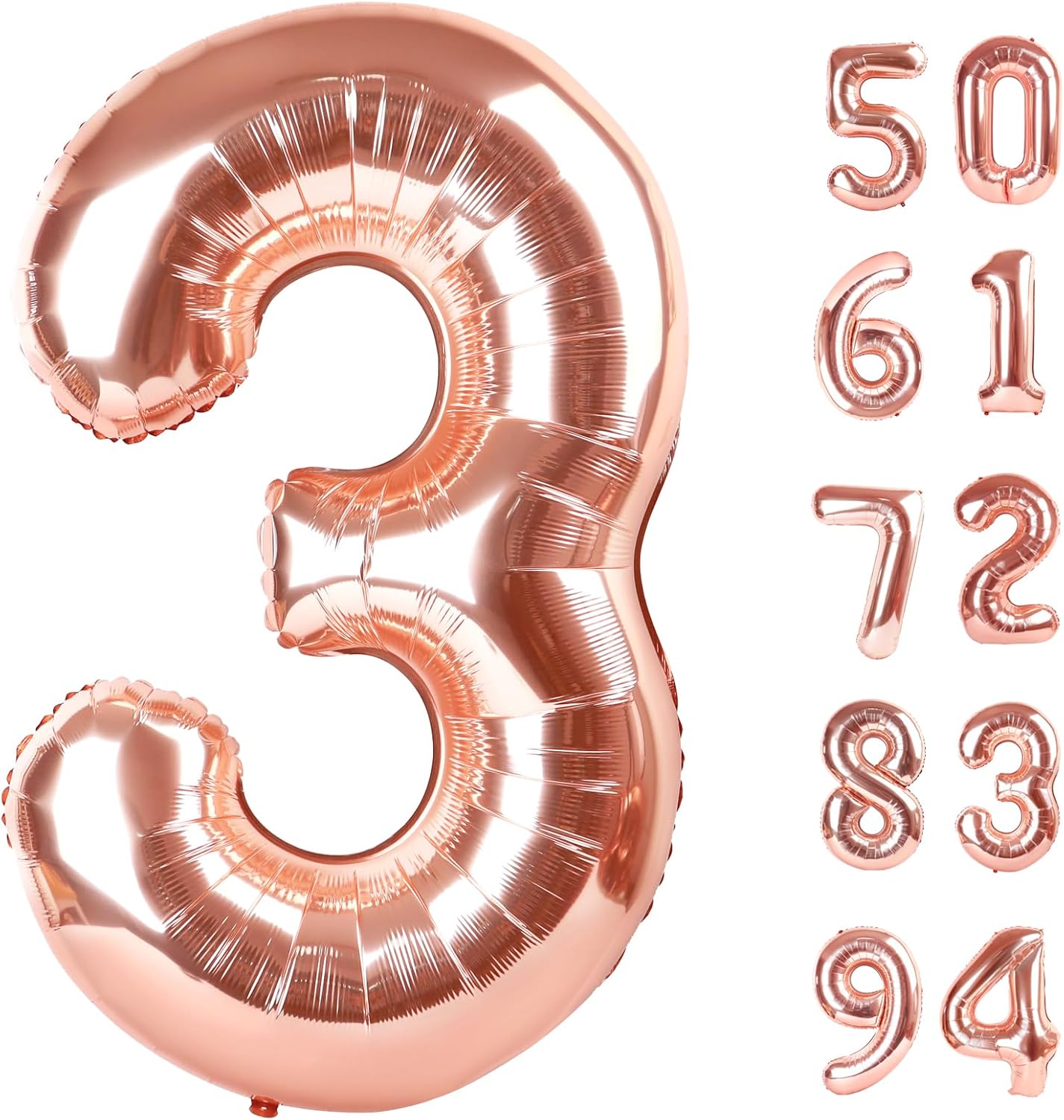 Rose Gold Number 3 Balloon - 40 Inch Birthday Decoration for Kids & Adults | Perfect for 3rd Birthday Parties