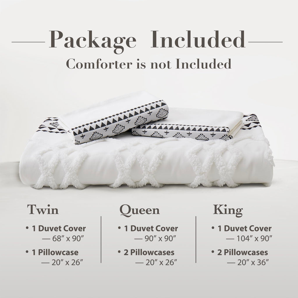 Oli Anderson Boho Duvet Cover Set Queen Size, Black and White Color Clash 3 PCS Microfiber Bedding Set, Durable and Super Soft Duvet Covers with Zipper and Ties, 90"*90"