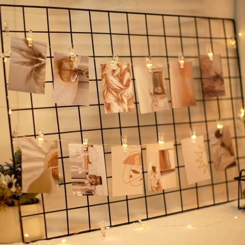 LUSHARBOR Fairy String Lights - 33FT Battery Operated with 51 Photo Clips for Room Decor | Clear Clips