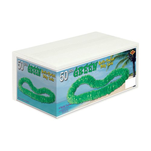 Beistle Green Soft-Twist Poly Leis with Labeled Carton