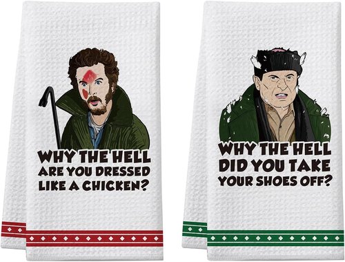 Home Alone | Funny Christmas Kitchen Towels - 2 Pack Holiday Dish Towels for Decor & Gifts