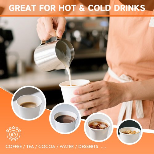 METAPRINT 100 Pack 12 oz Disposable Coffee Cups with Lids and Sleeves, Paper Coffee Cups for Hot/Cold Drinks, Leak-Proof To Go Cups with Lids for Home, Cafes, Events and Office