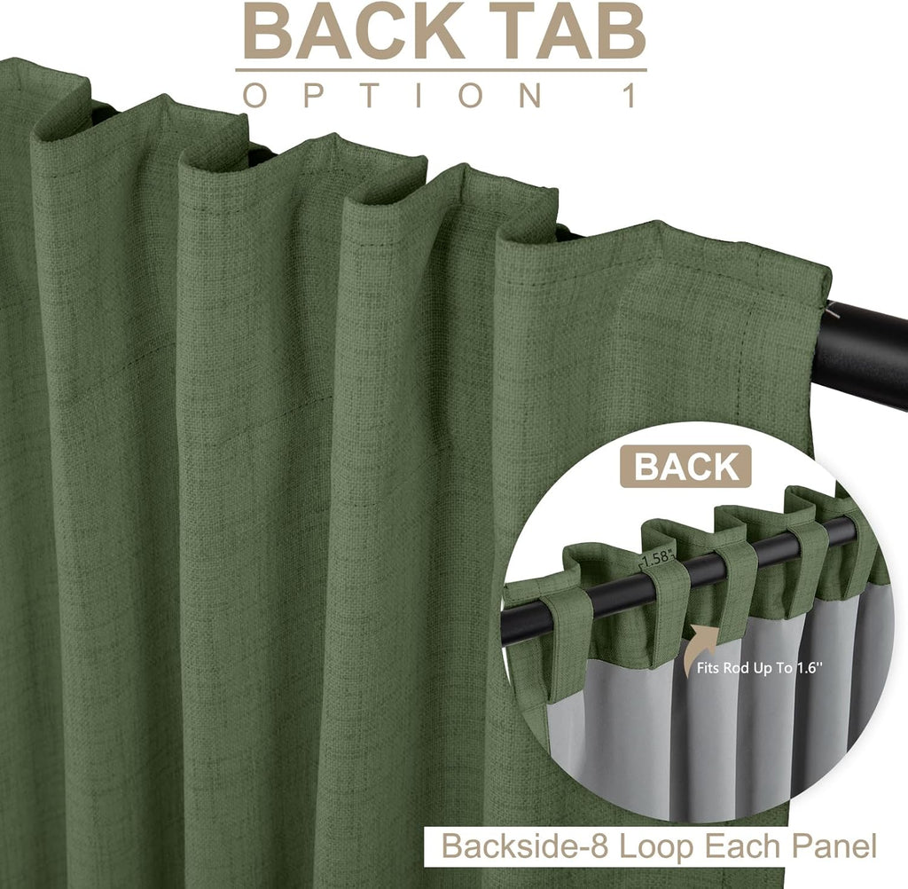 Skiennix 100% Blackout Curtains - Thermal Insulated Olive Green Drapes, 50" W x 102" L, 2 Panels Set