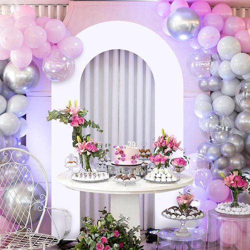Babenest 7.2Ft Spandex Open Arch Backdrop - Fitted Double-Sided U-Shaped Cover for Weddings & Events | White
