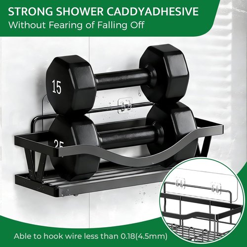 FGSAEOR Shower Caddy Adhesive Replacement Strips - Heavy Duty Clear Waterproof Hooks | No Drilling Wall Mount for Bathroom & Kitchen Storage