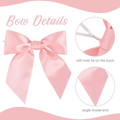 AIMUDI Satin Bows - Baby Pink 5.5" Premade Ribbon Bows for Gift Wrapping | 24 Pack for Parties & Crafts