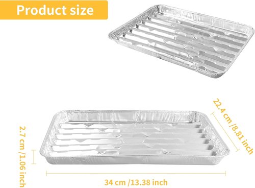 Aluminum Broiler Pan - 25 Pack Disposable Foil Baking Sheets for Oven & BBQ | 13 x 9 x 1 Inch