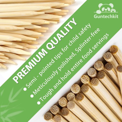 300PCS 𝗕𝗮𝗺𝗯𝗼𝗼 𝗦𝗸𝗲𝘄𝗲𝗿𝘀 6 inch, Sturdy Smooth Wooden Skewers 6 inch for Kabob Meat, Desserts, Fruit, Appetiser, Home/Outdoor or BBQ Restaurant