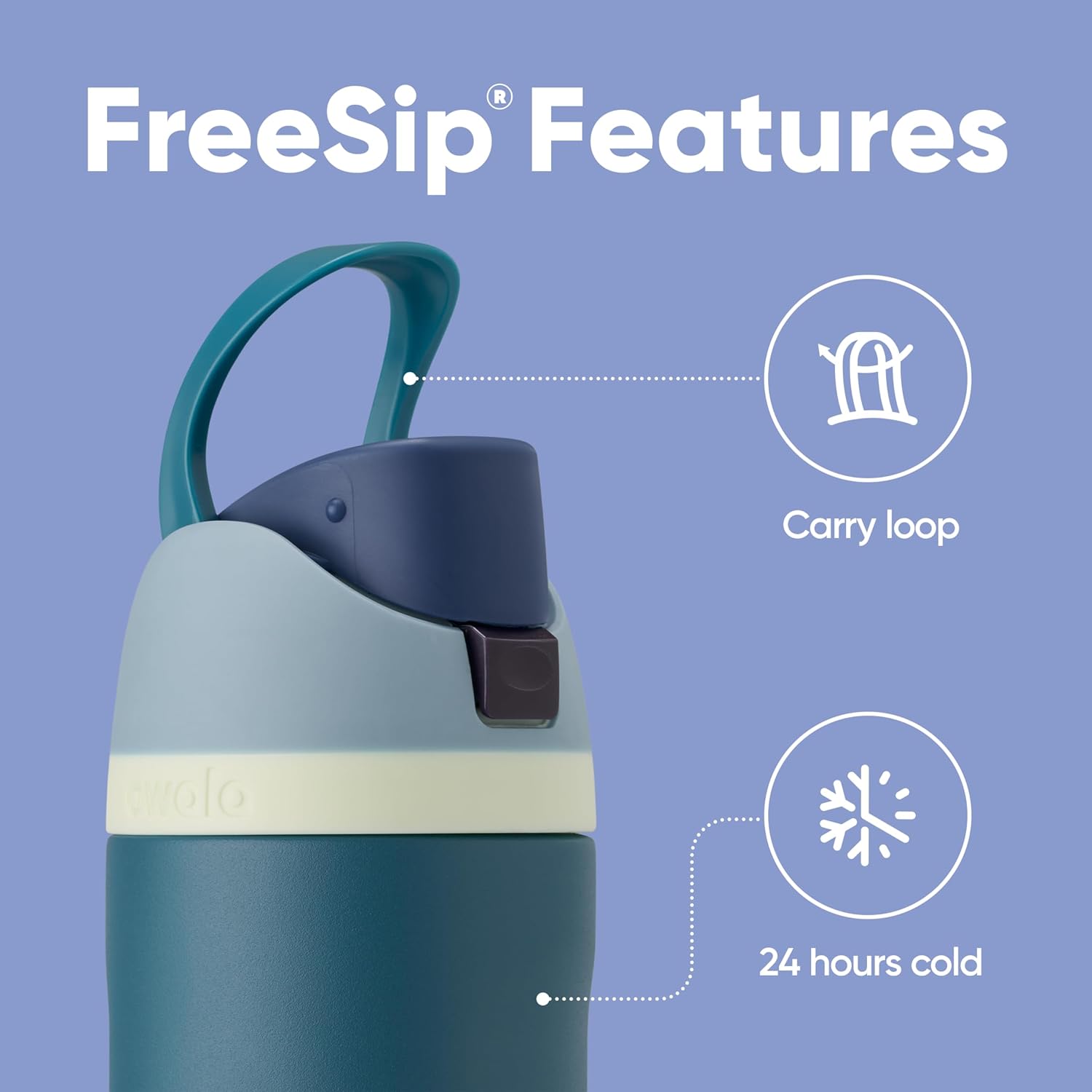 Owala FreeSip Insulated Stainless Steel Water Bottle - BPA-Free, 24 Oz, Denim | Ideal for Travel