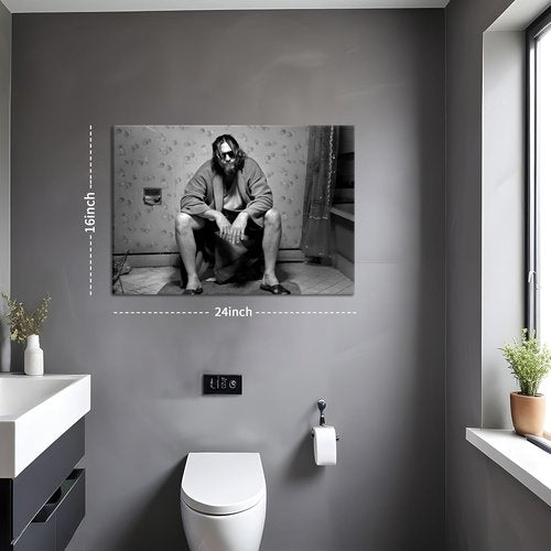 Funny Bathroom Wall Decor | 90s Movie Posters Black & White Art - Humorous Toilet Signs 16x24 in
