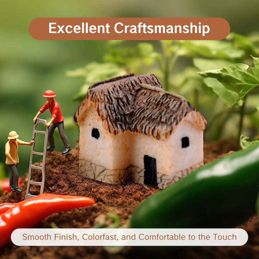 Skiennix Miniature House Village - 12pcs Resin Figurine Buildings for Fairy Garden Decor | Perfect for Bonsai & Succulents