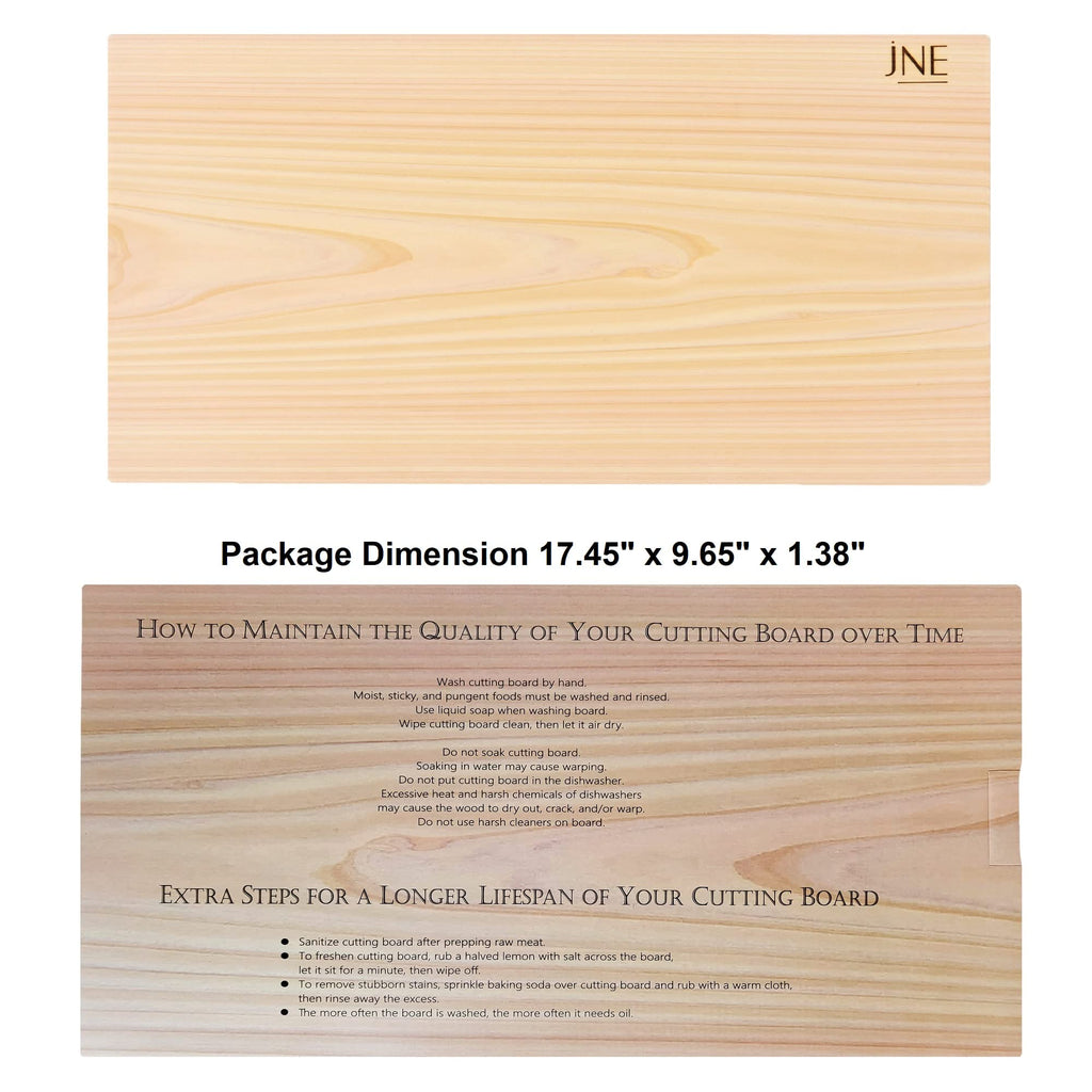 Hinoki Cypress Reversible Wood Cutting Board, 17.3" x 9.5" x1", Chopping Board, Butcher Board, Serving Board, Solid Single Piece, No Joint, No Glue | Holiday Gift
