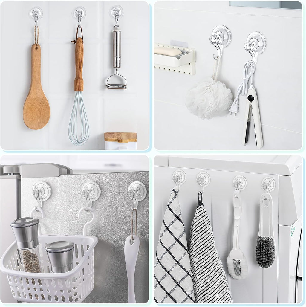 VIS'V Suction Cup Hooks - Heavy Duty Removable & Reusable Shower Hooks | Clear, 2 Pcs