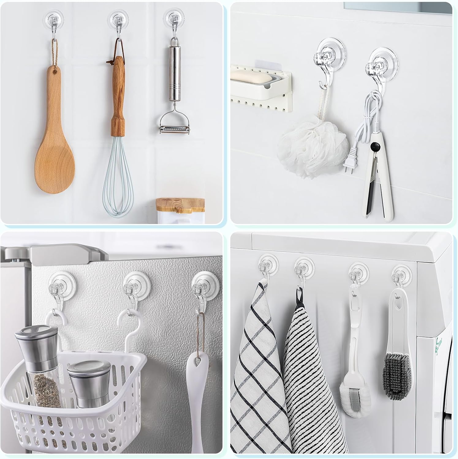 VIS'V Suction Cup Hooks - Heavy Duty Removable & Reusable Shower Hooks | Clear, 2 Pcs