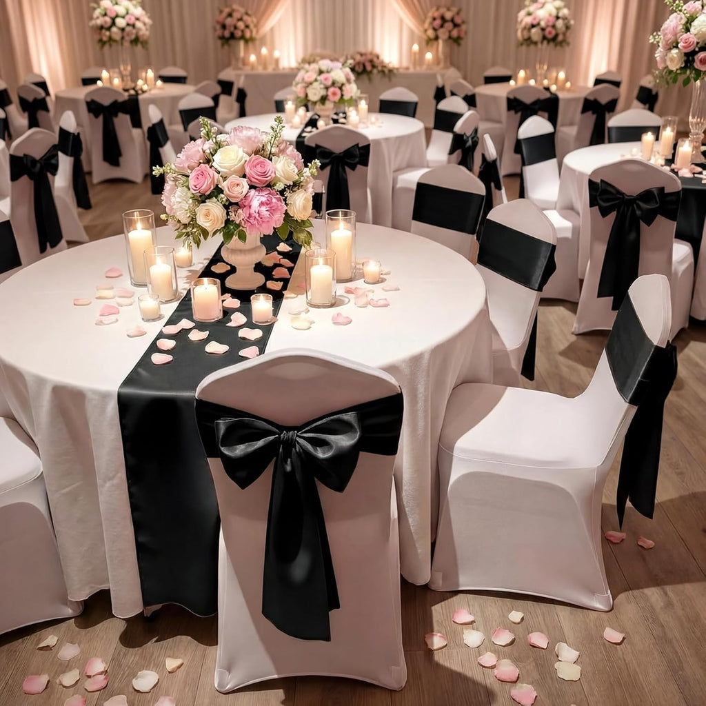 Suncalla 2 FT Large Satin Bow Decorations - 3 Pcs Hanging Wall Decor for Parties & Events | Black