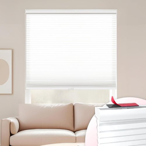 DEZ FURNISHINGS Cellular Shade - Cordless Light Filtering Design | 26" W x 48" H, White