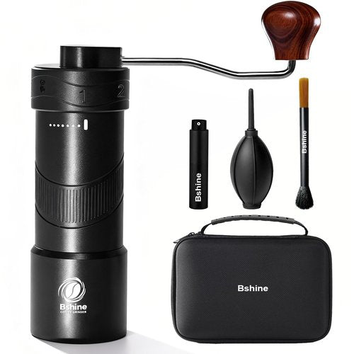 Bshine manual coffee bean grinder with Carrying Case,Numerical External Adjustable,conical burr hand crank coffee grinder mini molino para cafe,moledor de cafe de grano molino para cafe