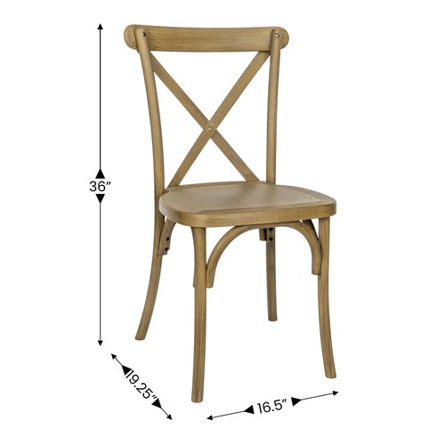 Flash Furniture Hercules Commercial Indoor/Outdoor Cross Back Chair, Wood Look, Weather-Resistant, Lightweight Design, Versatile Use, Chestnut