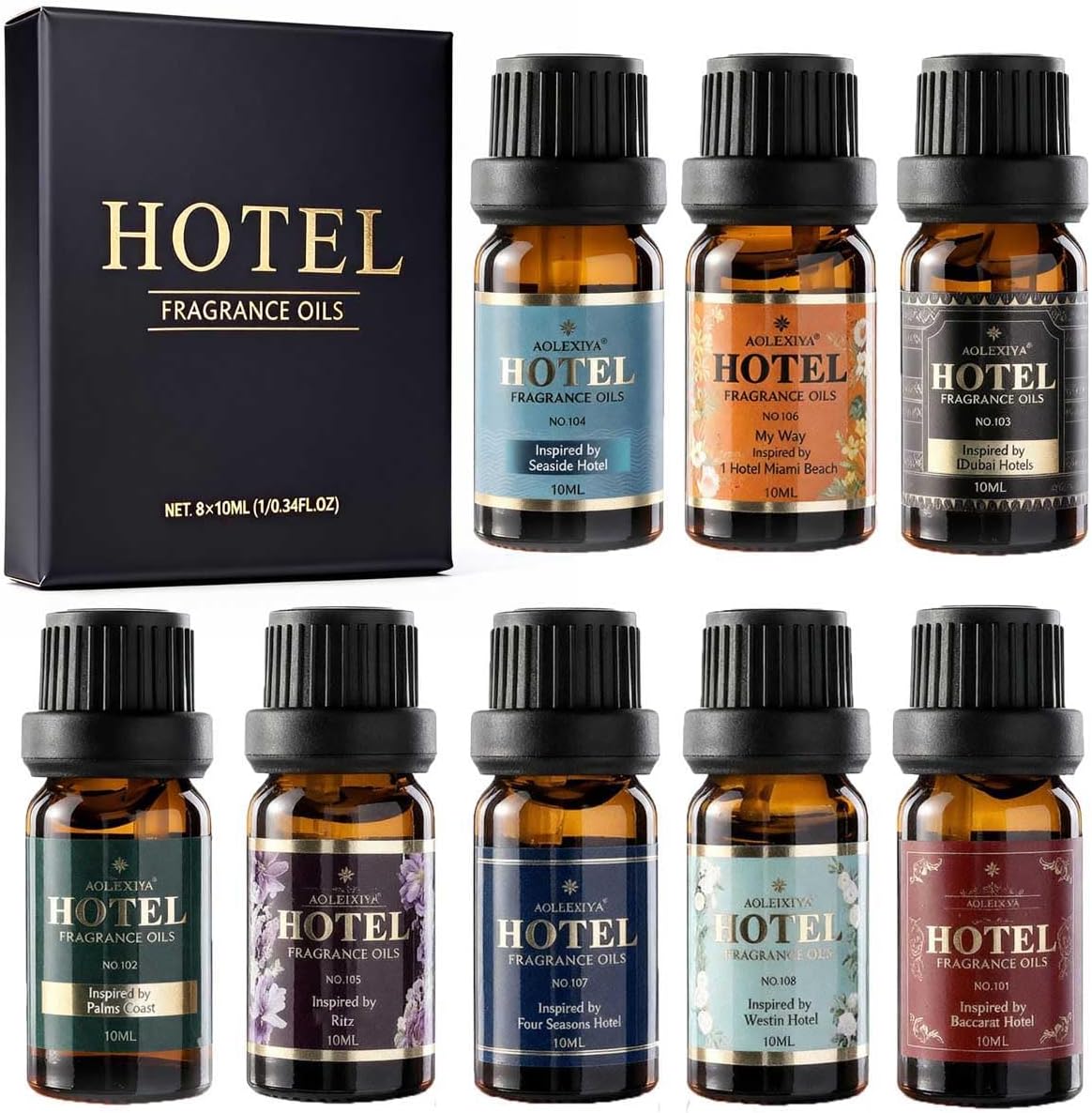 Skiennix Hotel Diffuser Oil Gift Set | 5-Star Fragrance Collection - My Way, White Tea, Baccarat, Dubai, Beachfront Villa