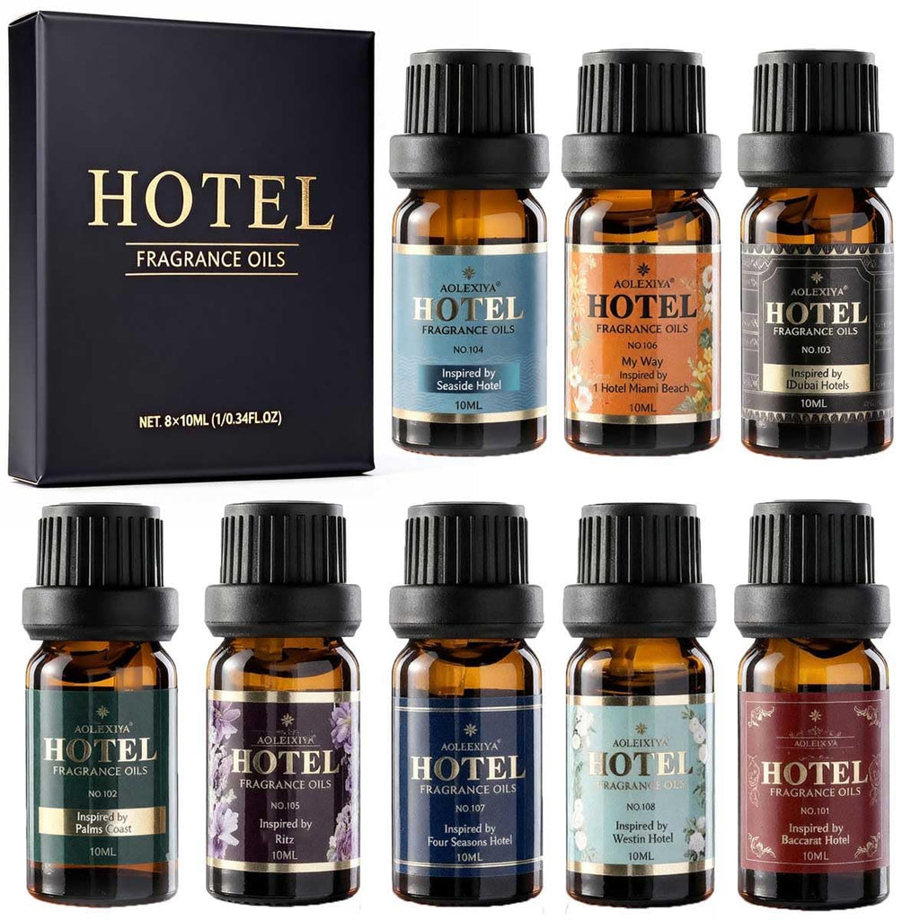 Hotel Diffuser Oil Gift Set - Inspired by 5-Star Hotel Fragrance Oil Set - My Way, White Tea,Baccarat,Four Seasons,Dubai,Beachfront Villa,Paris Coast