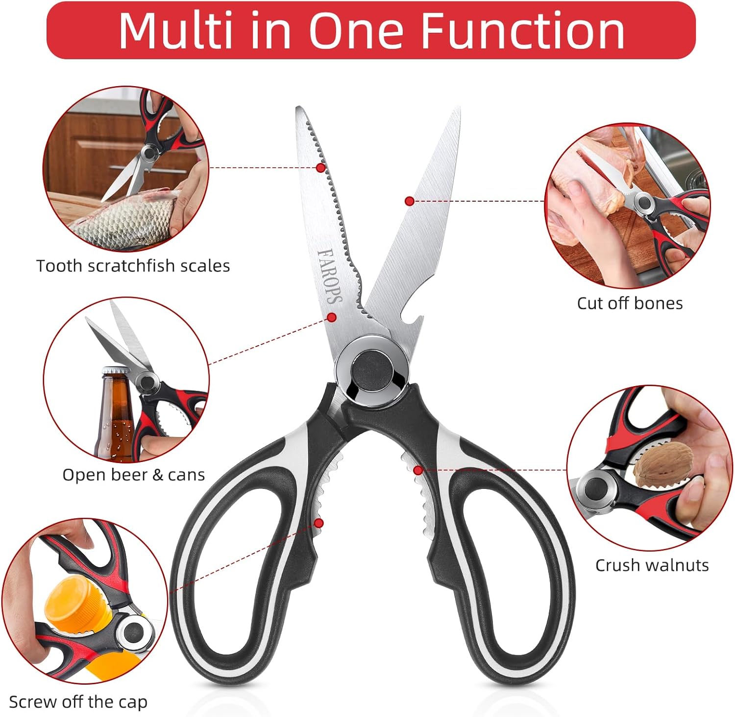 Raptor Kitchen Scissors - Heavy Duty Stainless Steel Meat Shears | Dishwasher Safe, 2-Pack Set