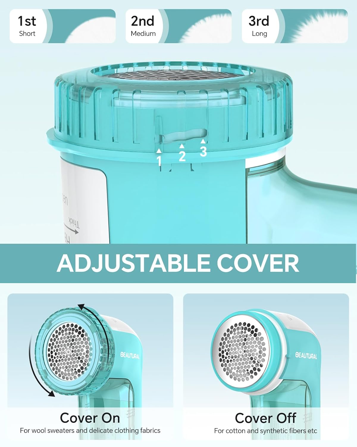 Beautural Fabric Shaver - Lint Remover with 2-Speed Settings & Replaceable Blades | Battery Operated, Ideal for Sweaters & Clothes