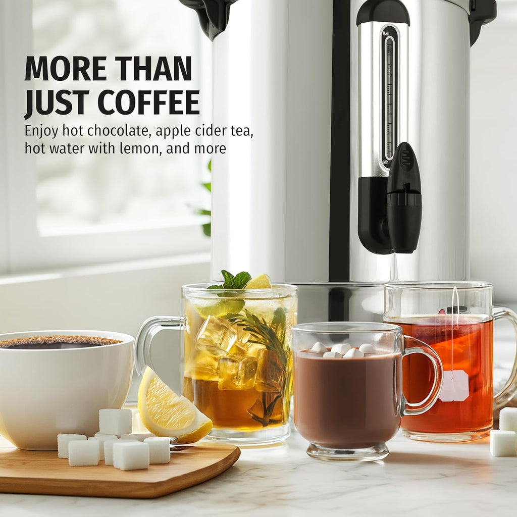 Zulay 100 Cup Coffee Maker - Commercial Grade Double-Wall Stainless Steel Urn for Quick Brewing | Silver