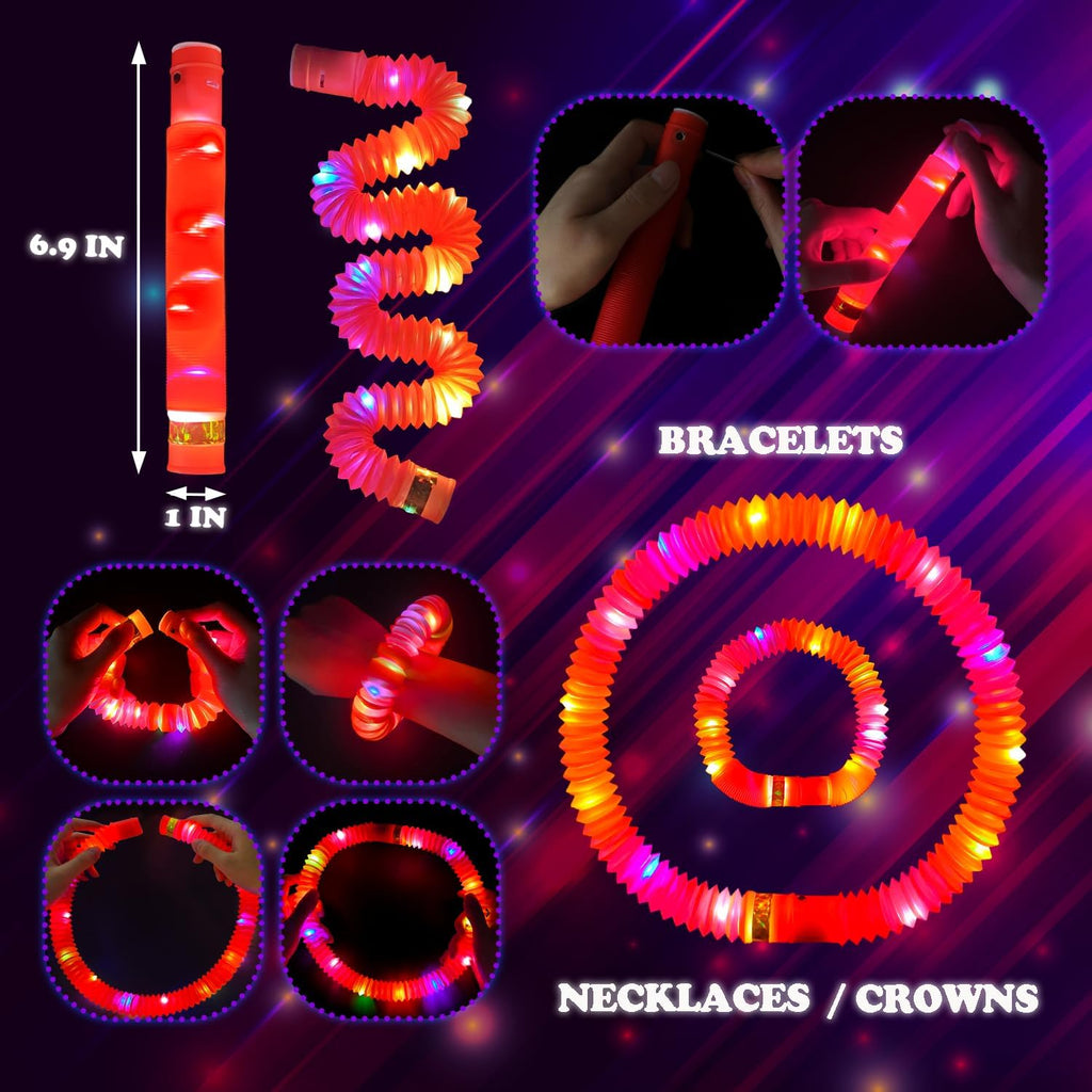 Red Graduation Glow Sticks by Glow Party | 24 PCS Light Up Bracelets & Necklaces for Kids