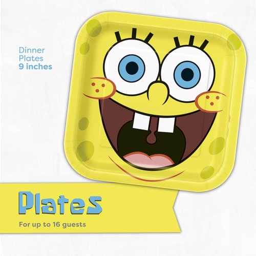 Spongebob Plates and Napkins for 16 | Spongebob Birthday Decorations | Spongebob Party Decorations | Officially Licensed