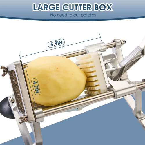 YODHOSA Commercial French Fry Cutter Stainless Steel Potato Cutter for with 1/2,1/3 and 3/8 Inch Blade, Heavy Duty Potato Slicer Manual Potato Chopper Set for Sweet Potato, Carrot, Cucumbers