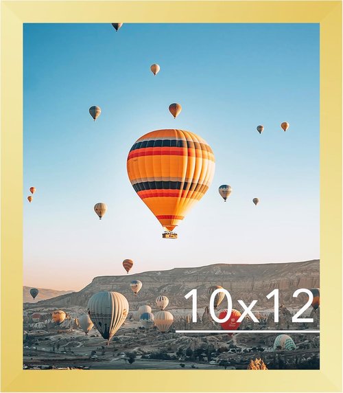 JCJMY Gold 10x12 Picture Frame - Wall Hanging & Mounting Options with Shatter-Resistant Plexiglass