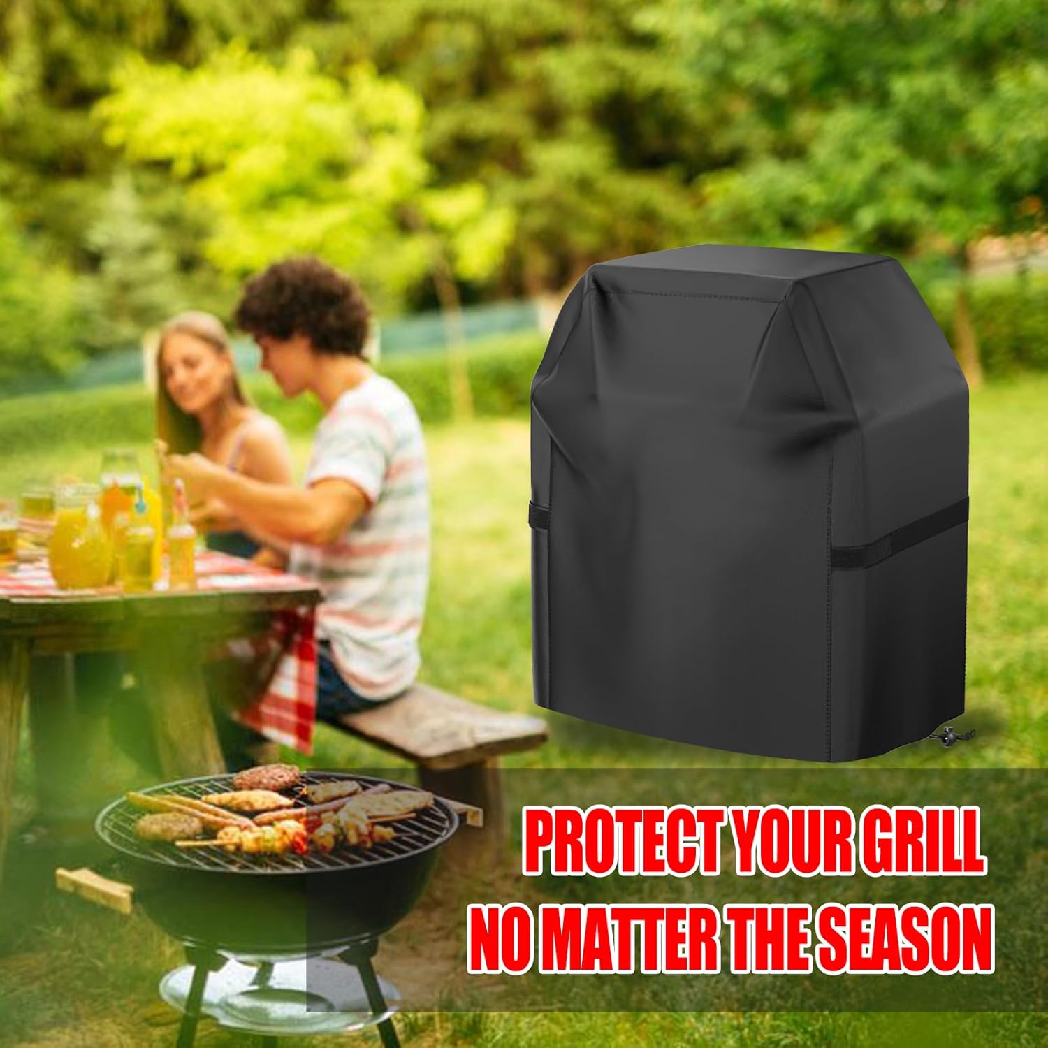 Skiennix 40-Inch Gas Grill Cover - Waterproof & Weather Resistant | UV & Fade Protection, Black