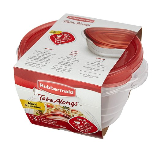 Rubbermaid TakeAlongs Small Bowl Food Storage Containers, 3.2 Cup, 2 Count (Pack of 3) Total 6 Containers
