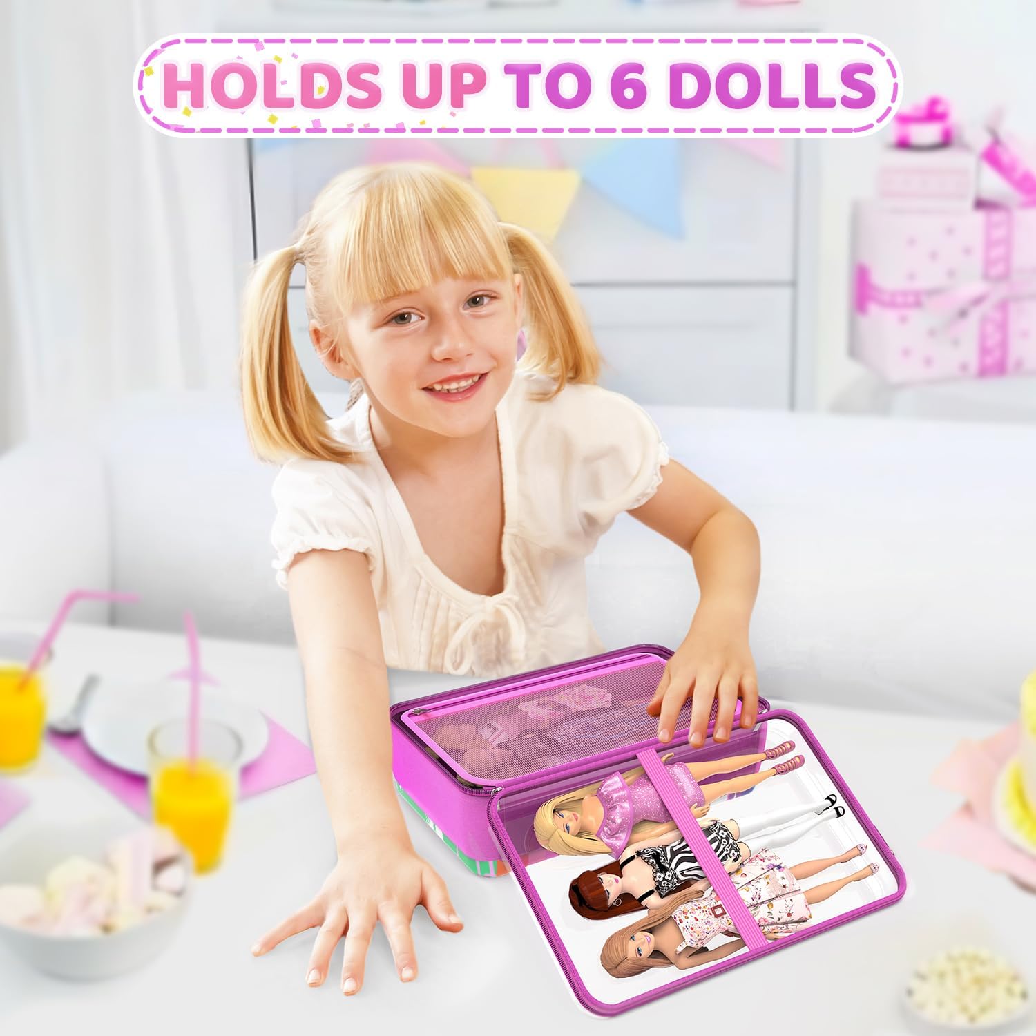 Barbie | 12-Inch Doll Carrying Case - Spacious Design for Dolls & Accessories | Fits 6 Dolls