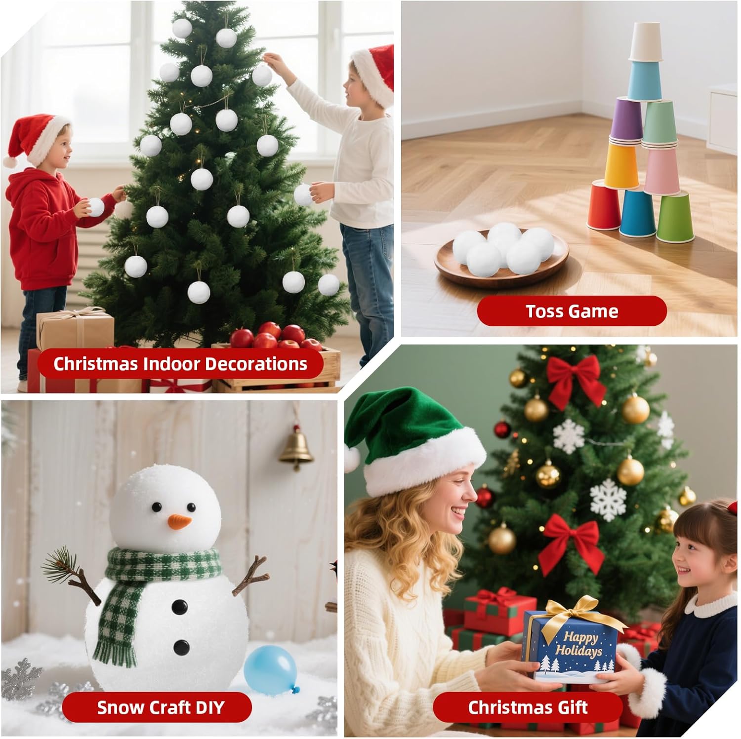 Supoice 40 Pack Snow Balls - Realistic 2 Inch Indoor & Outdoor Snow Fight Toys | Perfect for Christmas Fun
