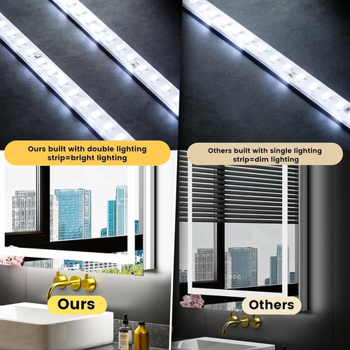 LOAAO LED Bathroom Mirror - 50" x 30" Dimmable Anti-Fog Backlit & Front Lit Vanity Mirror | Safe Tempered Glass, Memory Function, ETL Listed