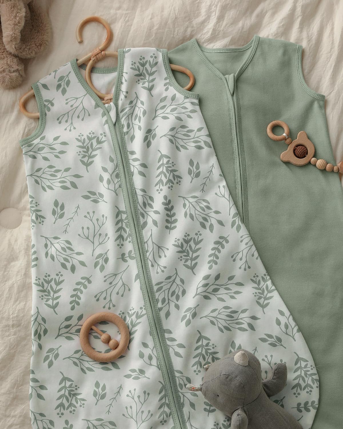 Yoofoss Baby Sleep Sack - 100% Organic Cotton Wearable Blanket | 2-Way Zipper, 0.5 TOG, 3 Pack for 12-18 Months