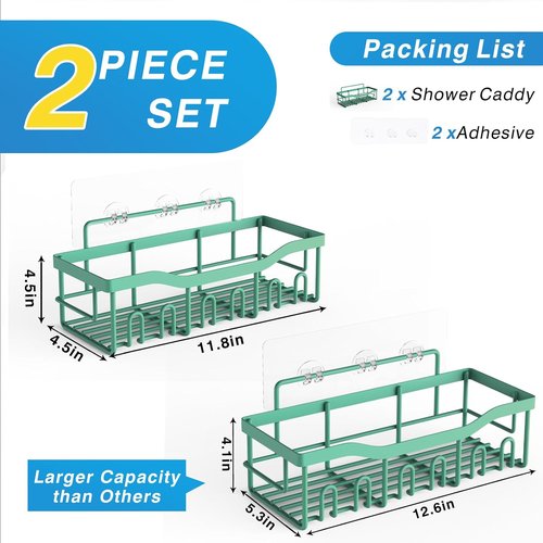 EUDELE Shower Caddy - Rustproof Stainless Steel Organizer | No Drilling, 2 Pack for Home & Kitchen Storage