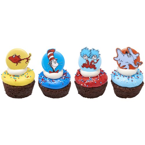 DecoPac Dr. Seuss Cupcake Rings, 24 Cupcake Decorations Featuring Horton, The Cat In The Hat, Things, Red Fish, For Birthday, Party, Celebrations - 24 Pack
