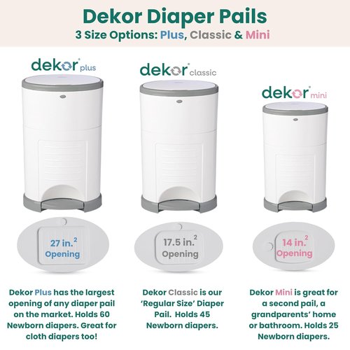 Diaper Dekor EKO Mini Diaper Pail - Eco-Friendly Design with 70% Recycled Materials | Hands-Free Operation